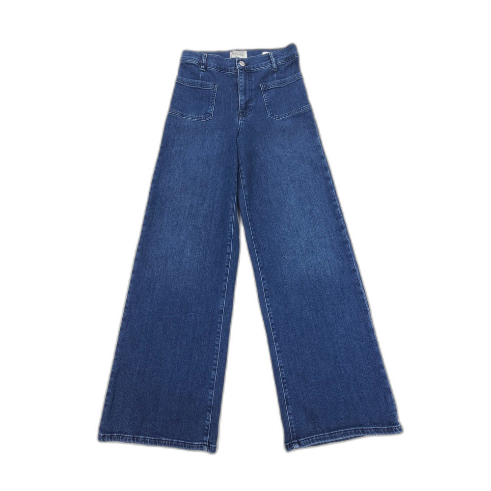 NEW Frame Le Slim Palazzo Bardot Jean Thunderstorm 70s Boho Sailor Indie Minimal